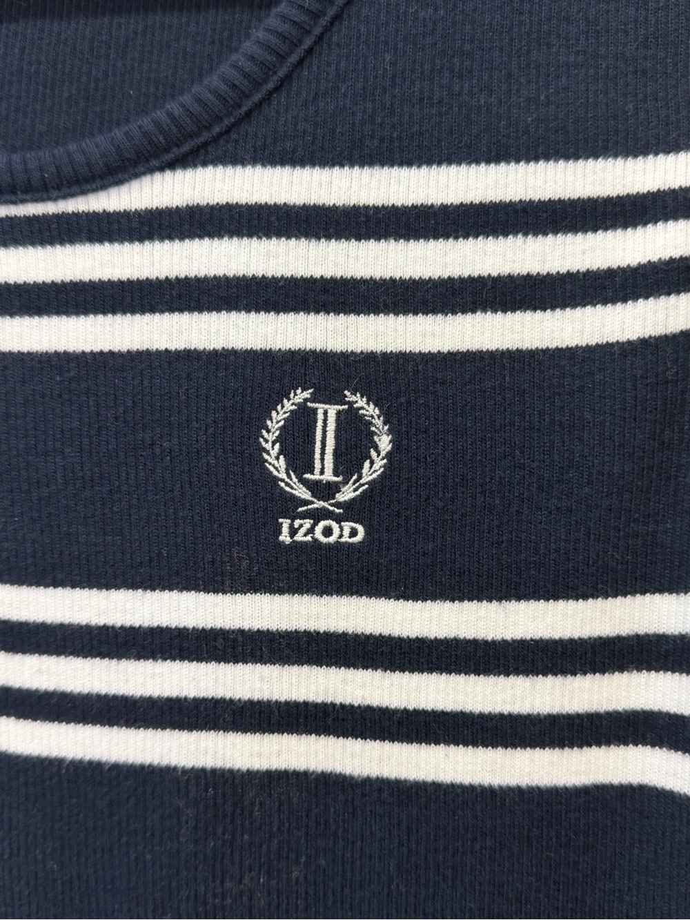 IZOD Women’s Navy White Striped Sleeveless Top Petite Large PL 100% Cotton NWT - Picture 9 of 10